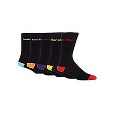 Pack of five black odour-free socks